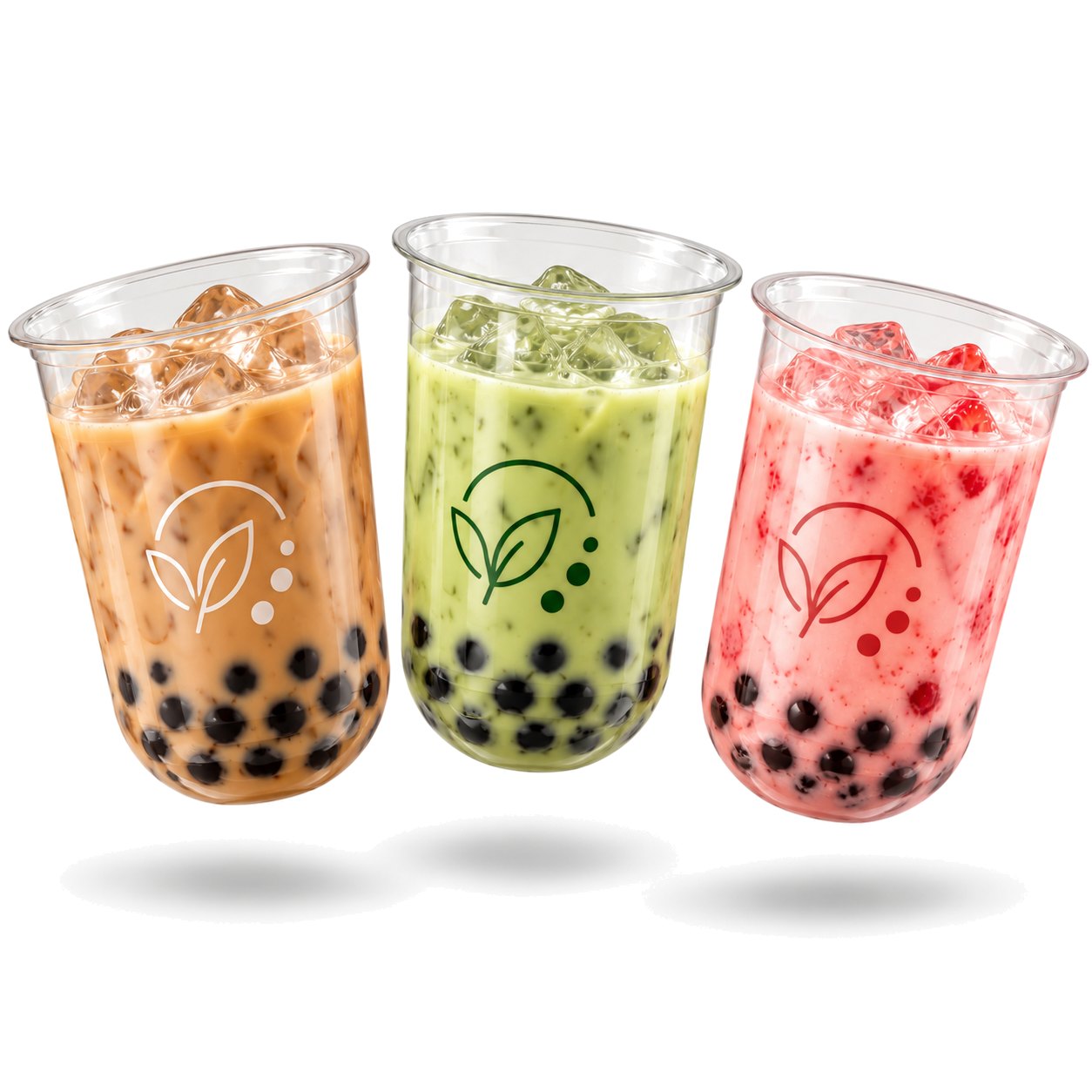 Bubble Tea Cups mit abgerundetem Boden, individuell bedruckt mit Logo